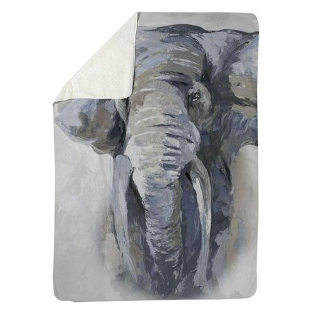 BEGIN HOME DECOR 60 x 80 in. Pastel Blue Elephant-Sherpa Fleece Blanket 5545-6080-AN141-1